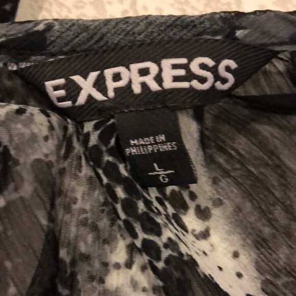 Express Snakeskin Sheer Short-sleeve Blouse - Picture 6 of 6